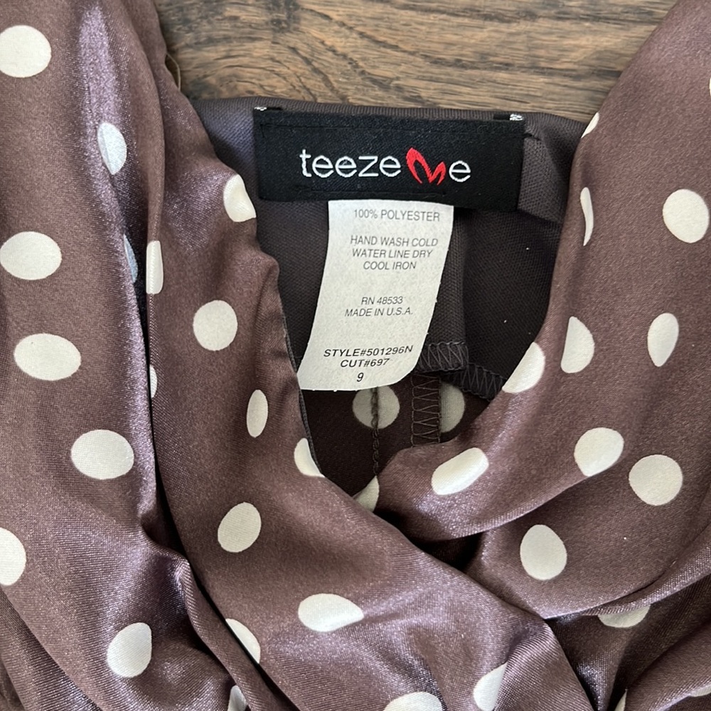 NET Teeze Me Spaghetti Strap Tan & White Polkadot Dress - Picture 3 of 4
